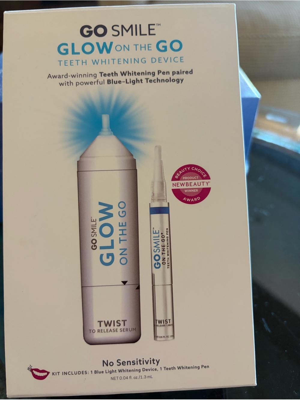 Glow On The Go Teeth Whitening Device — White & Blue